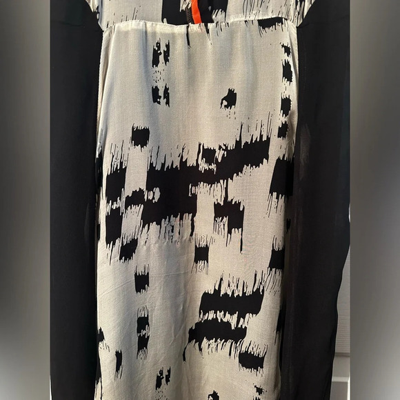 LINE & DOT Anthropologie Retro SILK Sleeveless Maxi Dress L Splash Autumn Spooky - Picture 3 of 12